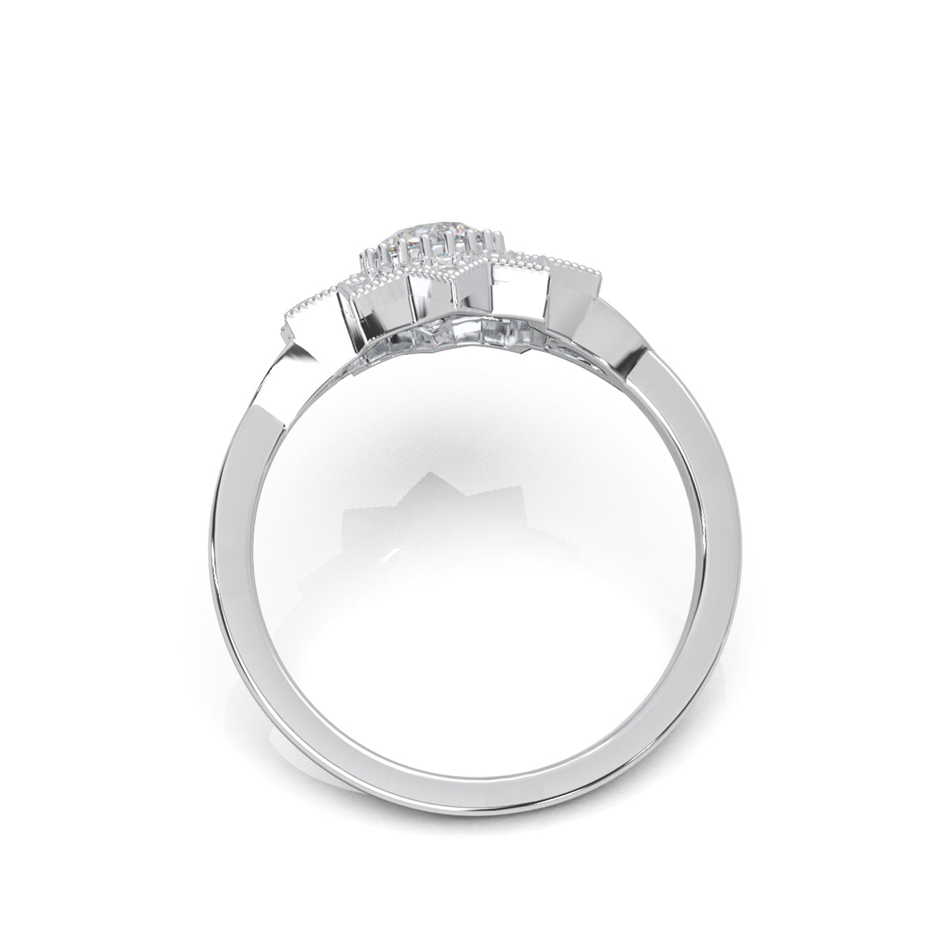 1.00 ct Moissanite Round Cut Star Halo Engagement Ring in 14k White Gold