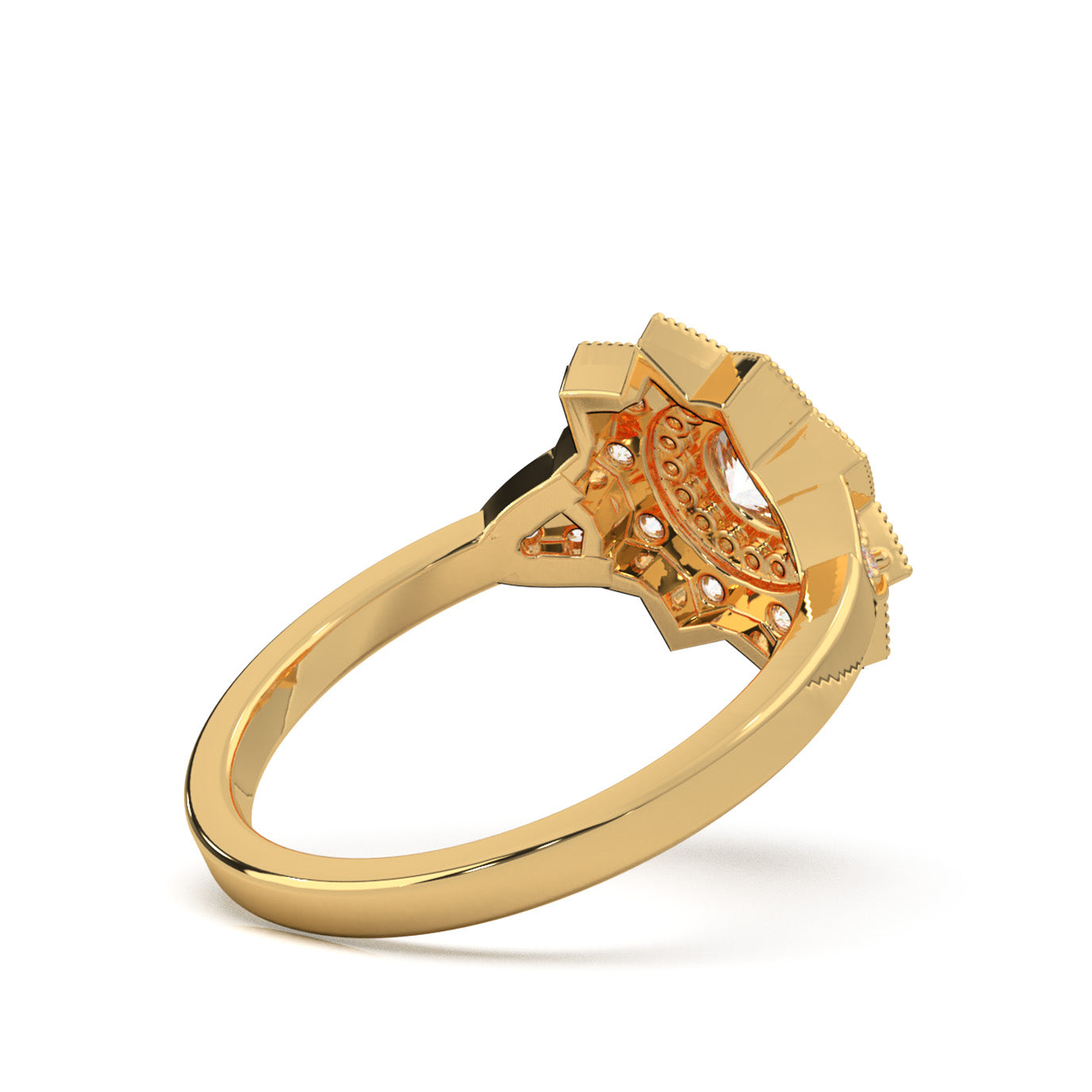 1.00 ct Lab Grown Diamond Round Cut Star Halo Engagement Ring in 14k Yellow Gold