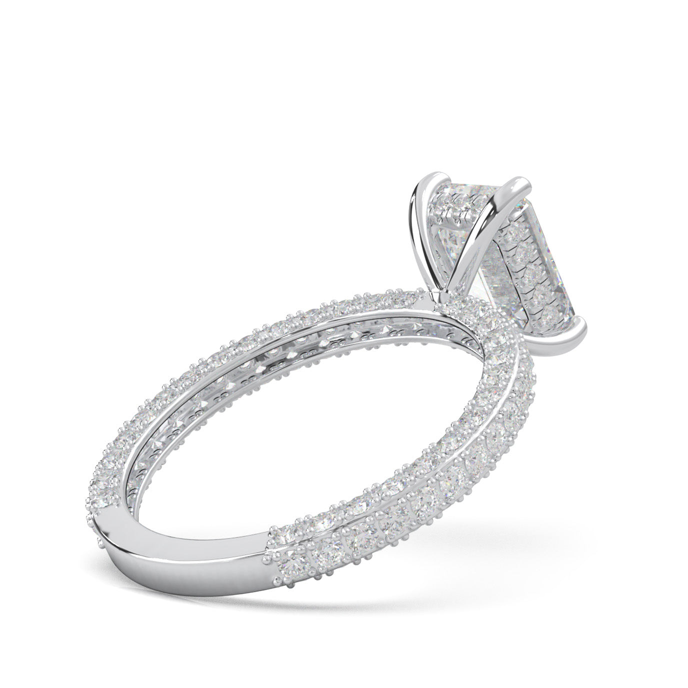 1.30 ct Natural Diamond Emerald Cut Hidden Halo Engagement Ring ISSUE in 14k White Gold