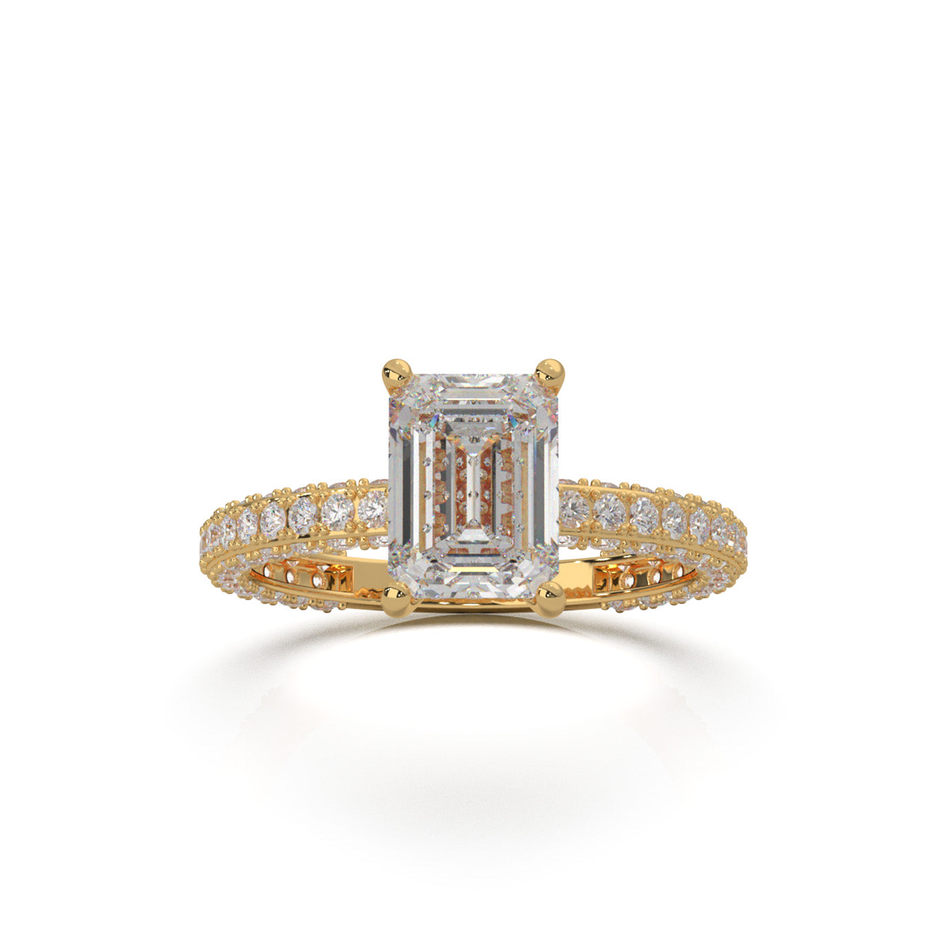1.30 ct Natural Diamond Emerald Cut Hidden Halo Engagement Ring ISSUE in 10k Yellow Gold