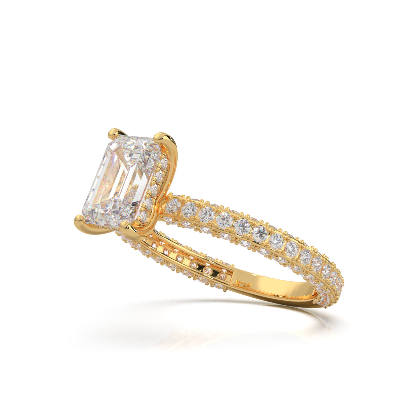 1.30 ct Natural Diamond Emerald Cut Hidden Halo Engagement Ring ISSUE in 10k Yellow Gold