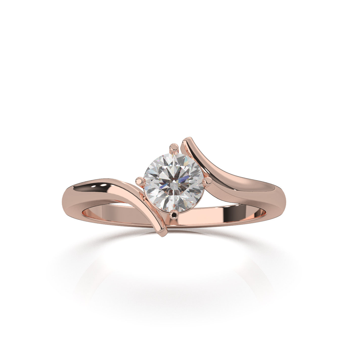 0.50 ct Natural Diamond Solitaire Rings in 10k Rose Gold