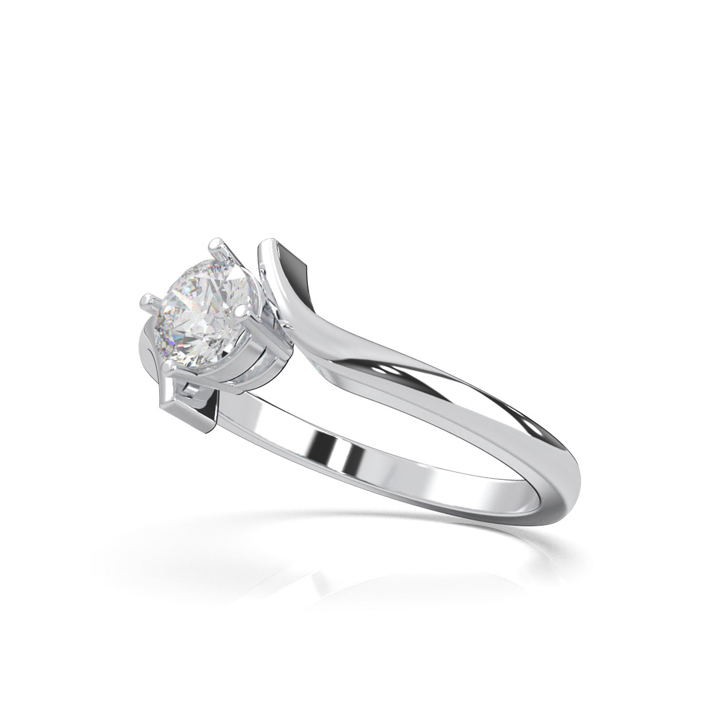 0.50 ct Natural Diamond Solitaire Rings in 10k White Gold