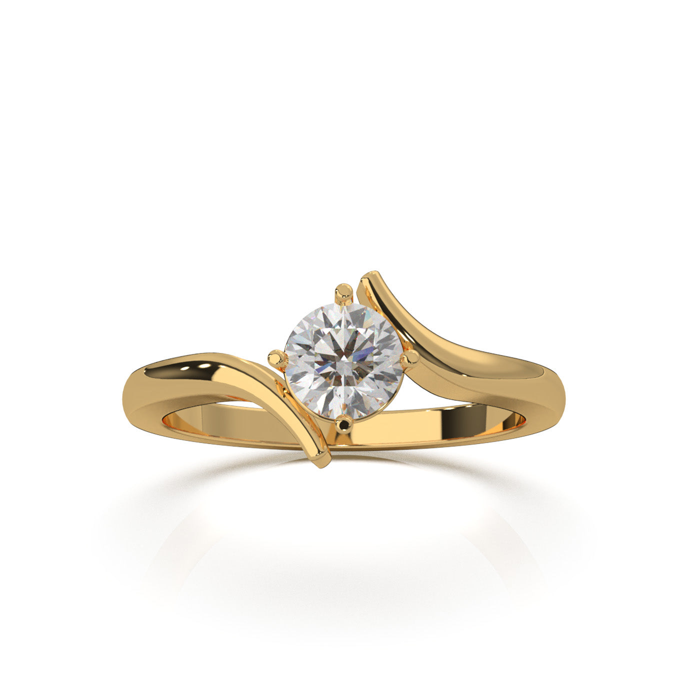 0.50 ct Natural Diamond Solitaire Rings in 14k Yellow Gold