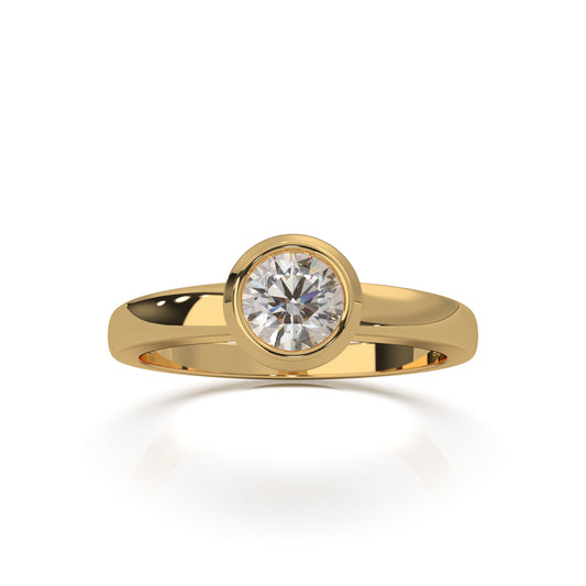 0.50 ct Moissanite Solitaire Rings in 14k Yellow Gold