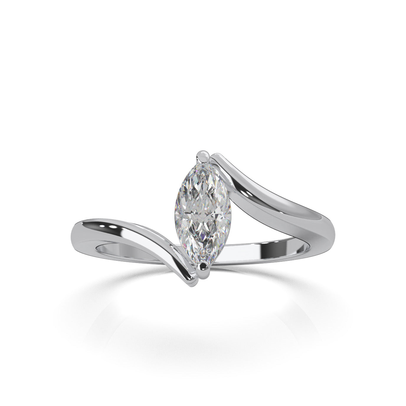 0.50 ct Natural Diamond Solitaire Rings in 14k White Gold