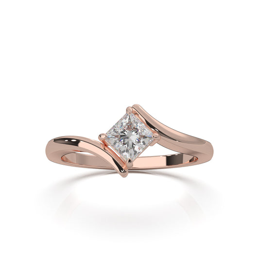 0.50 ct Natural Diamond Solitaire Rings in 14k Rose Gold
