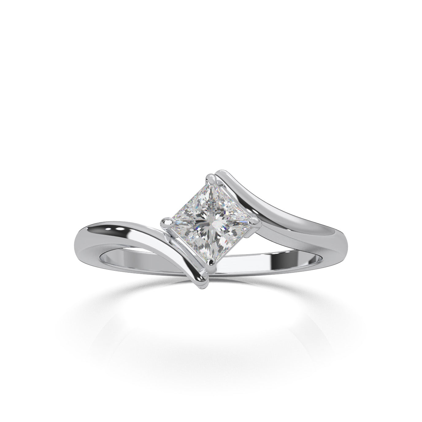 0.50 ct Moissanite Solitaire Rings in 14k White Gold