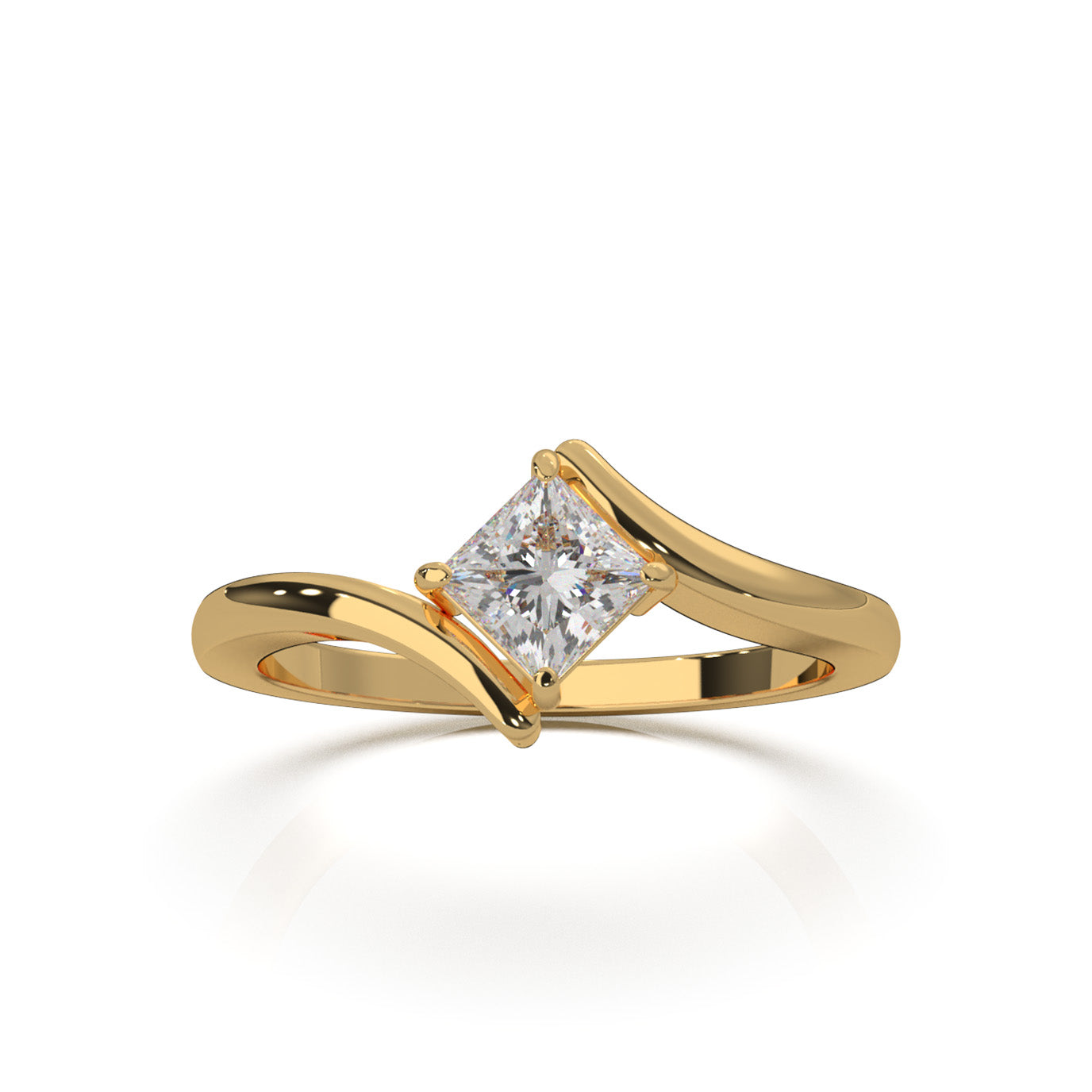 0.50 ct Natural Diamond Solitaire Rings in 10k Yellow Gold