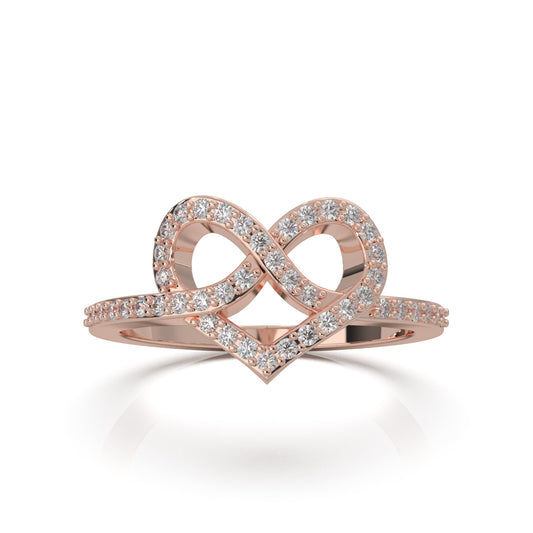 0.33 ct Moissanite Heart Rings in 14k Rose Gold