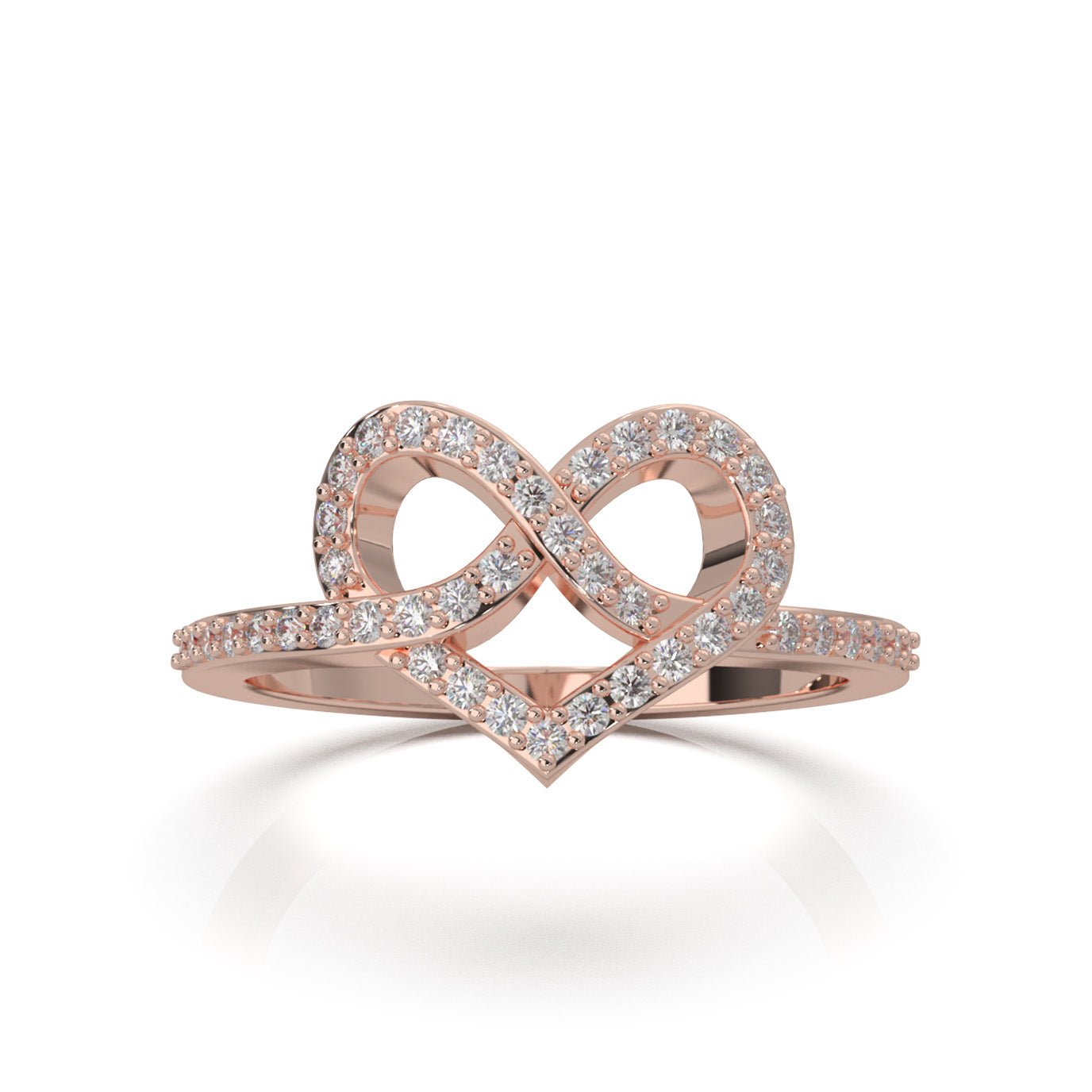 0.33 ct Natural Diamond Heart Rings in 10k Rose Gold