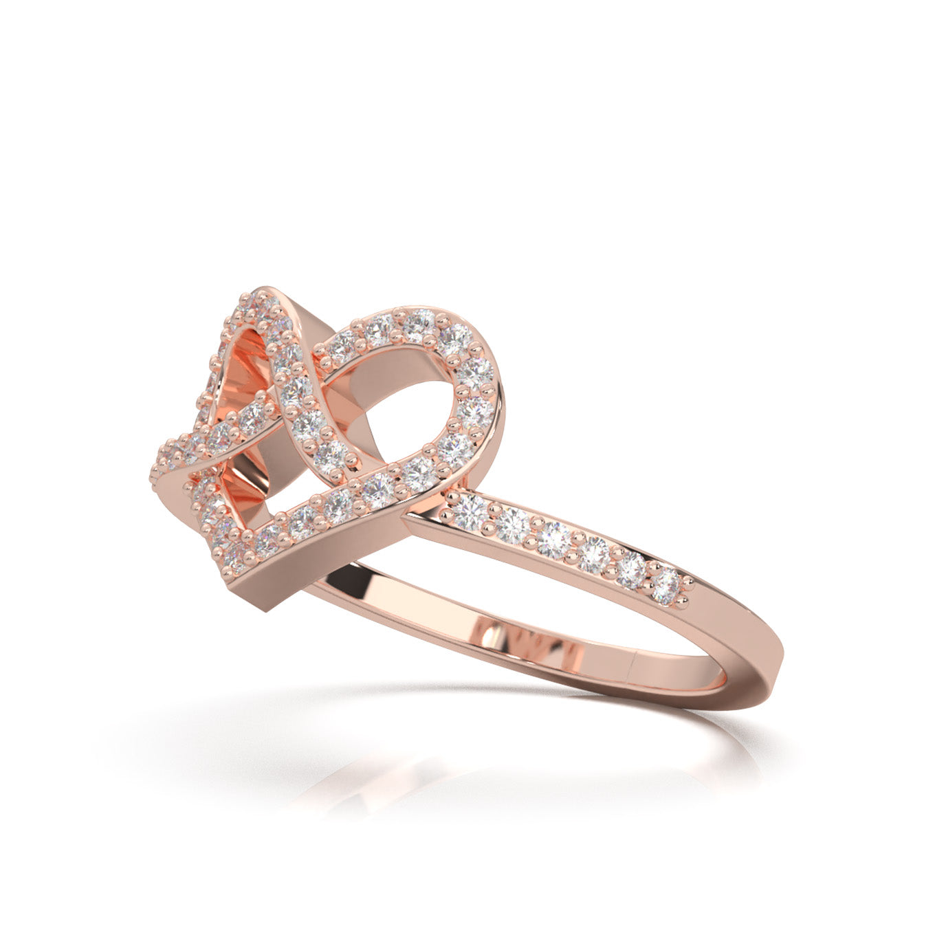 0.33 ct Moissanite Heart Rings in 14k Rose Gold