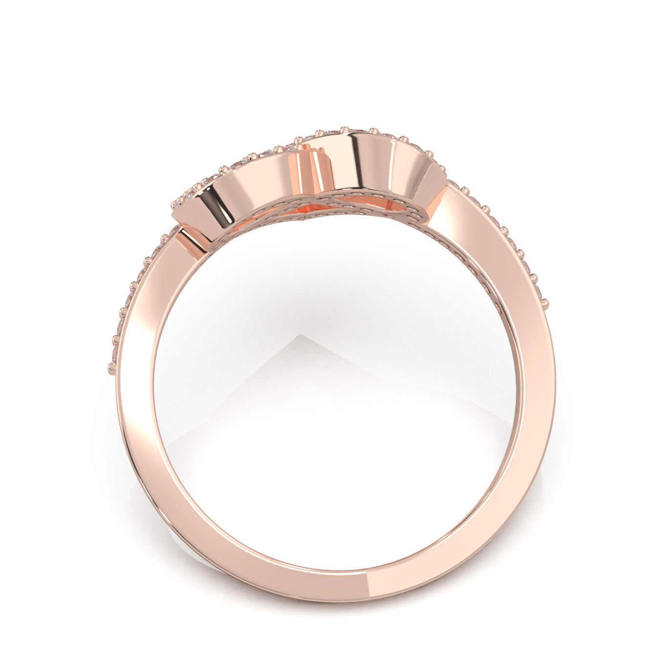 0.33 ct Natural Diamond Heart Rings in 10k Rose Gold