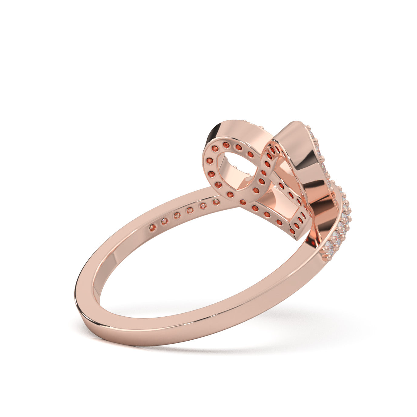 0.33 ct Natural Diamond Heart Rings in 10k Rose Gold