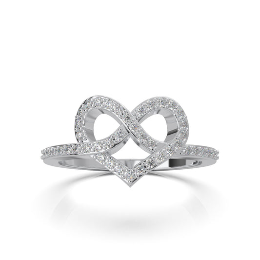 0.33 ct Natural Diamond Heart Rings in 14k White Gold