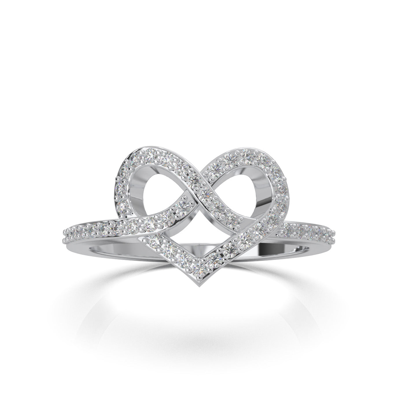 0.33 ct Natural Diamond Heart Rings in 10k White Gold