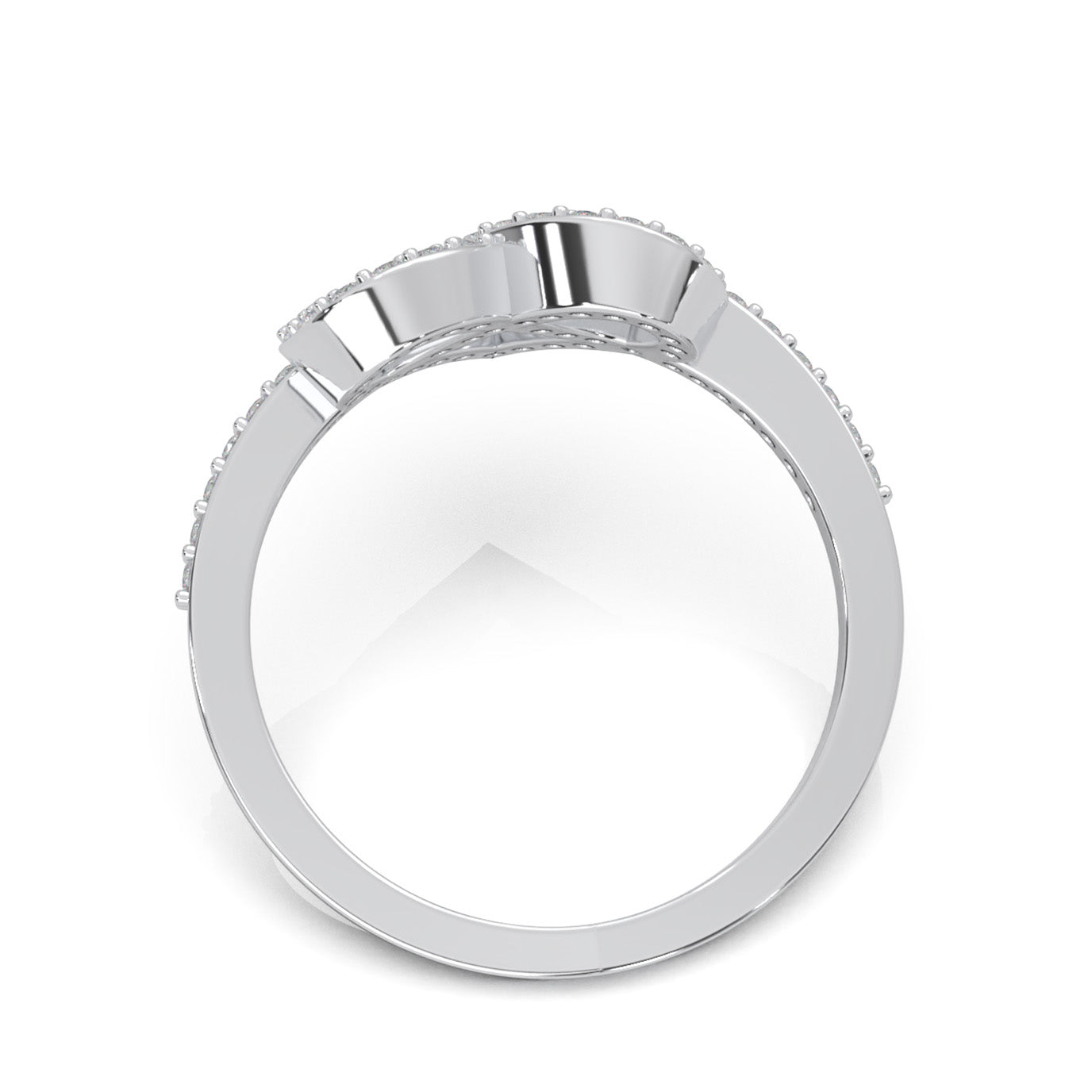 0.33 ct Natural Diamond Heart Rings in 10k White Gold