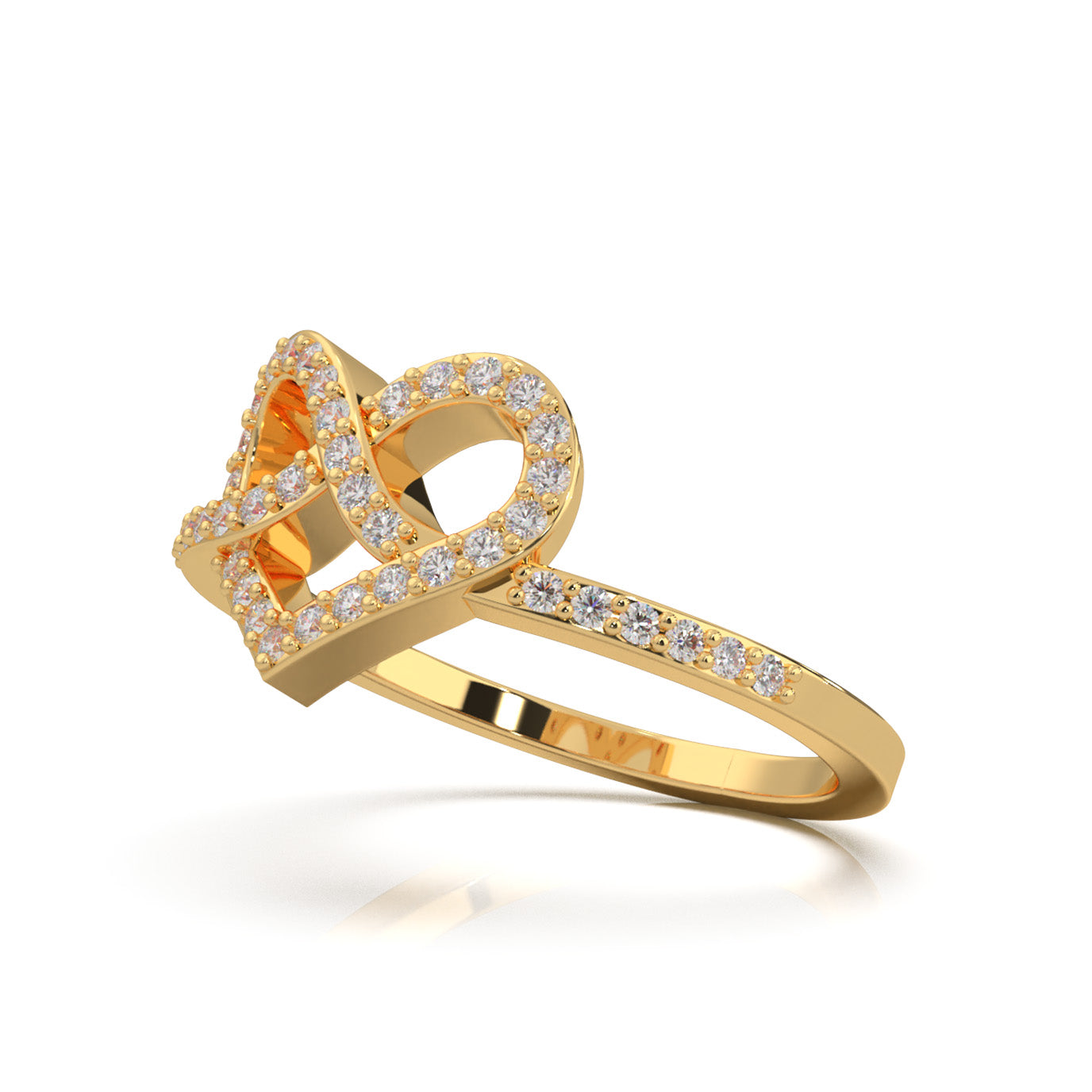 0.33 ct Natural Diamond Heart Rings in 10k Yellow Gold