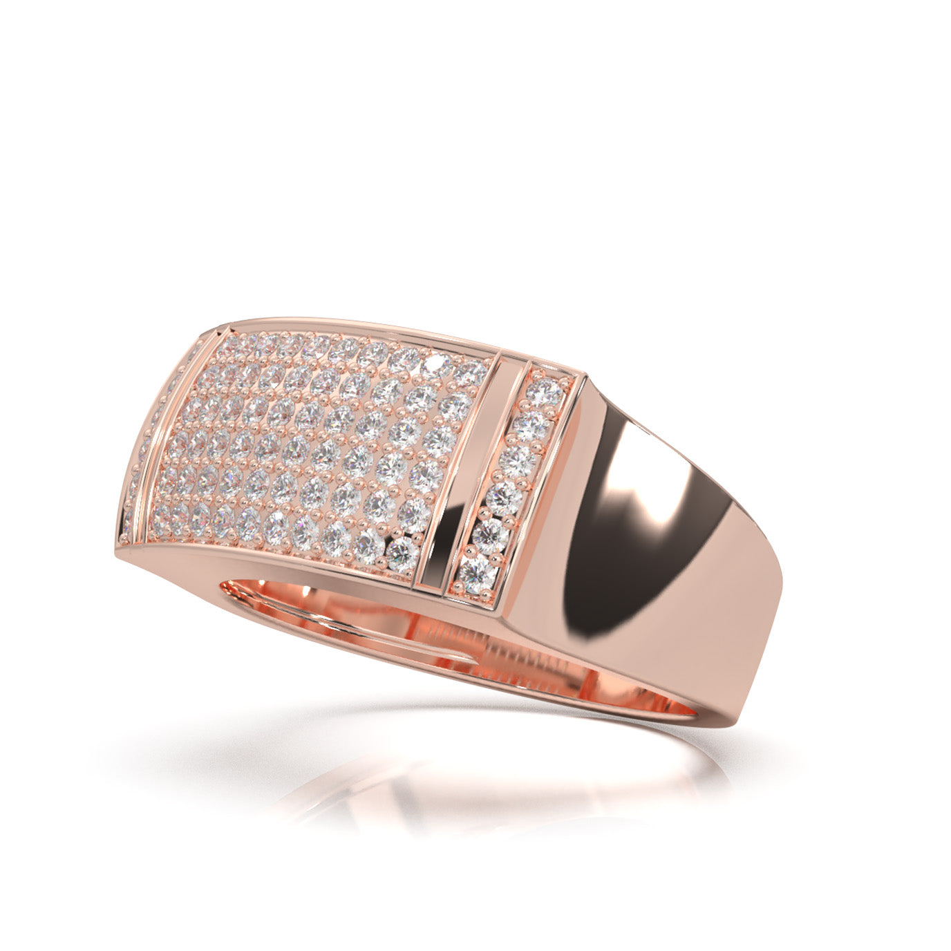 0.66 ct Moissanite Mens Rings in 14k Rose Gold