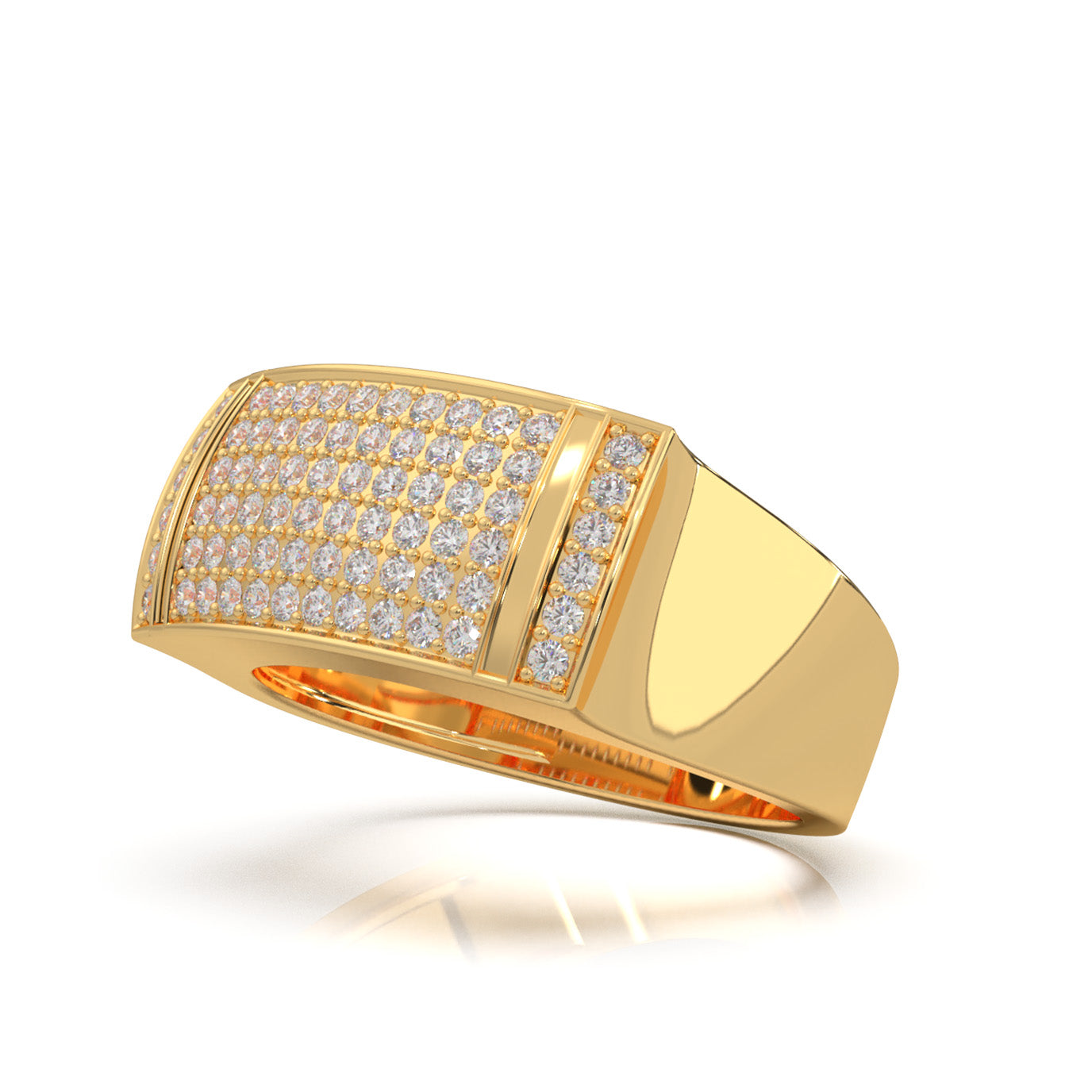 0.66 ct Moissanite Mens Rings in 14k Yellow Gold