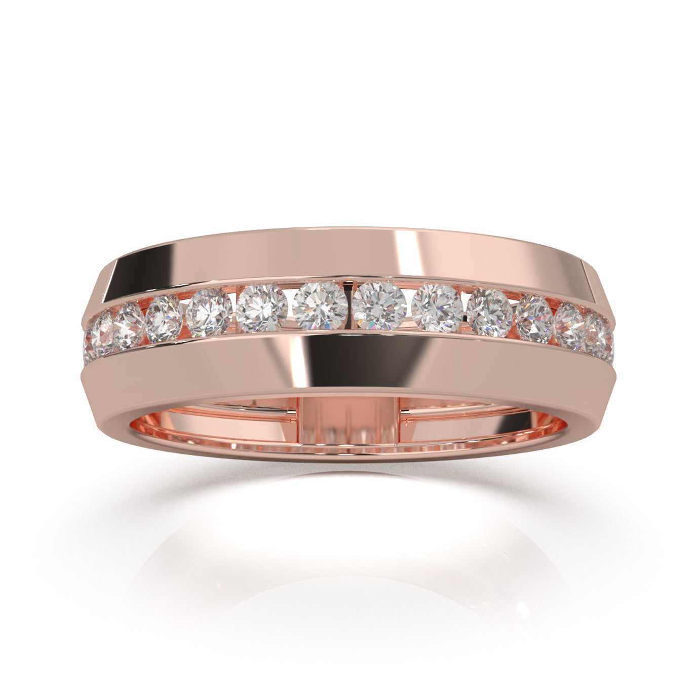0.90 ct Moissanite Wedding Bands in 10k Rose Gold