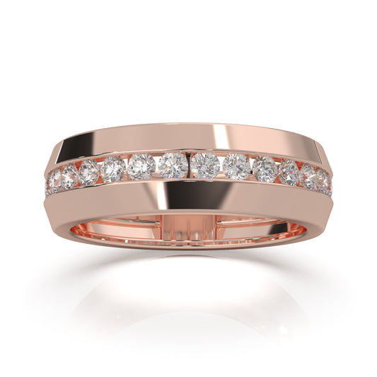0.90 ct Natural Diamond Wedding Bands in 10k Rose Gold