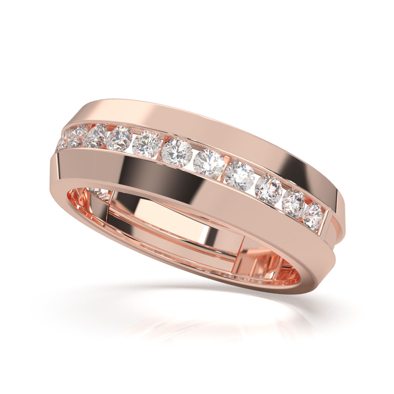 0.90 ct Moissanite Wedding Bands in 10k Rose Gold