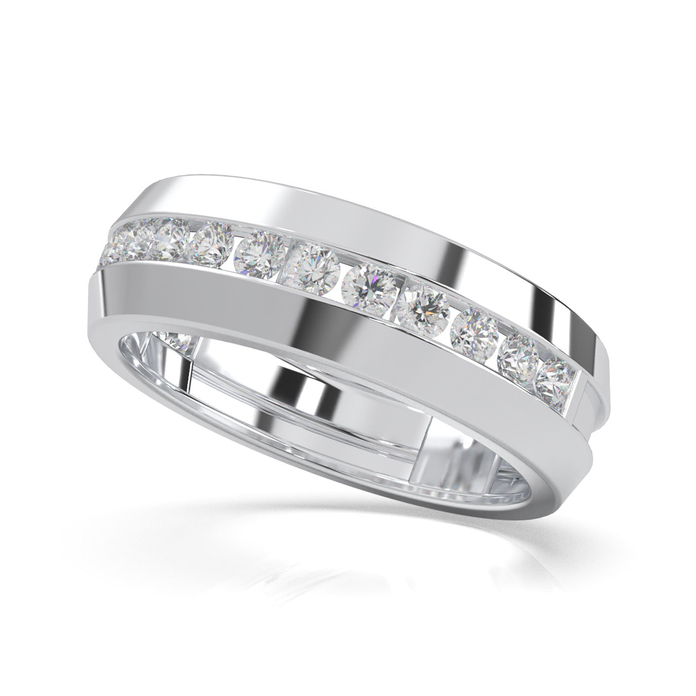 0.90 ct Natural Diamond Wedding Bands in 14k White Gold