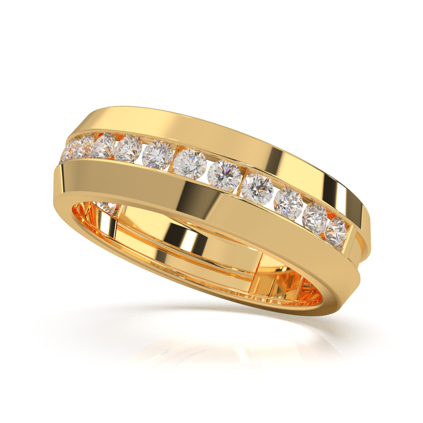 0.90 ct Moissanite Wedding Bands in 14k Yellow Gold