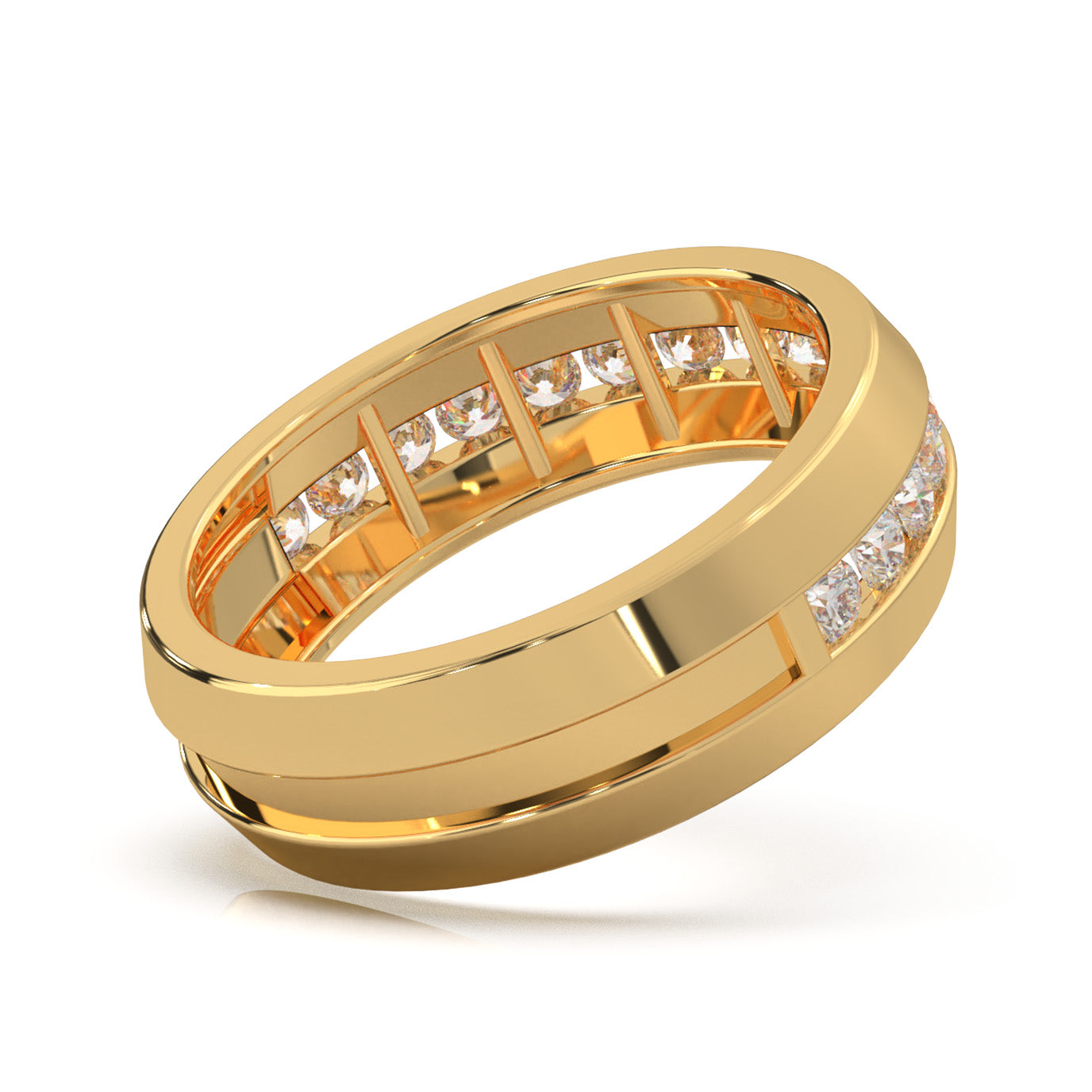 0.90 ct Moissanite Wedding Bands in 14k Yellow Gold