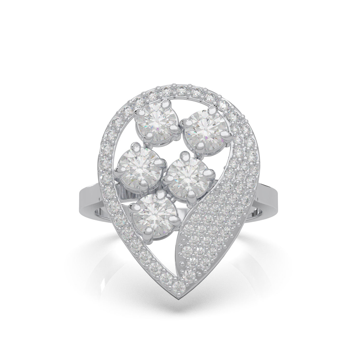 1.80 ct Natural Diamond Fancy Rings in 10k White Gold