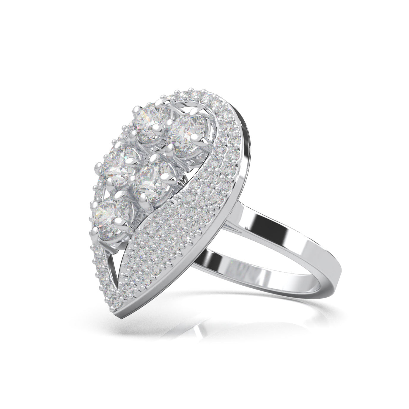 1.80 ct Natural Diamond Fancy Rings in 14k White Gold