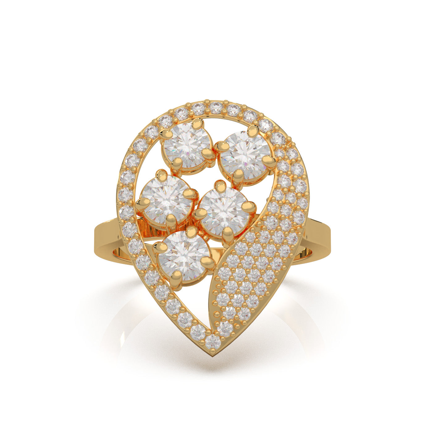 1.80 ct Natural Diamond Fancy Rings in 14k Yellow Gold