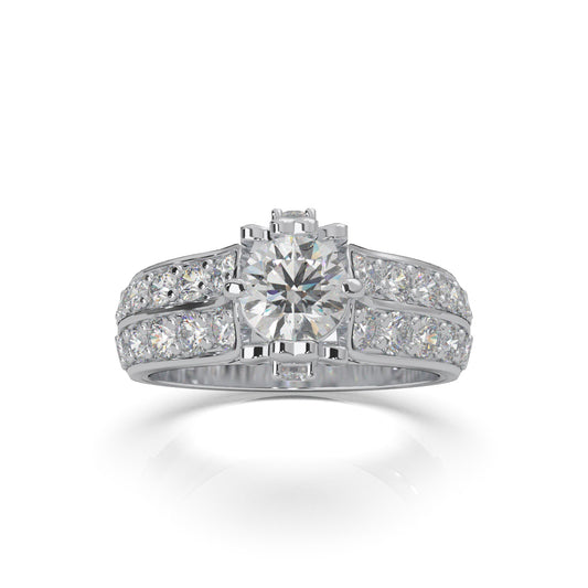 2.40 ct Moissanite Engagement Rings in 14k White Gold