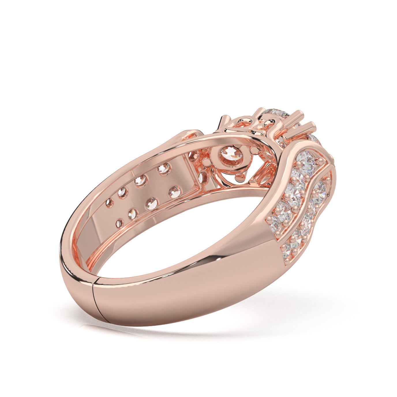 1.60 ct Moissanite 3Stone Rings in 14k Rose Gold