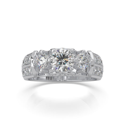 1.60 ct Lab Grown Diamond 3Stone Rings in 14k White Gold