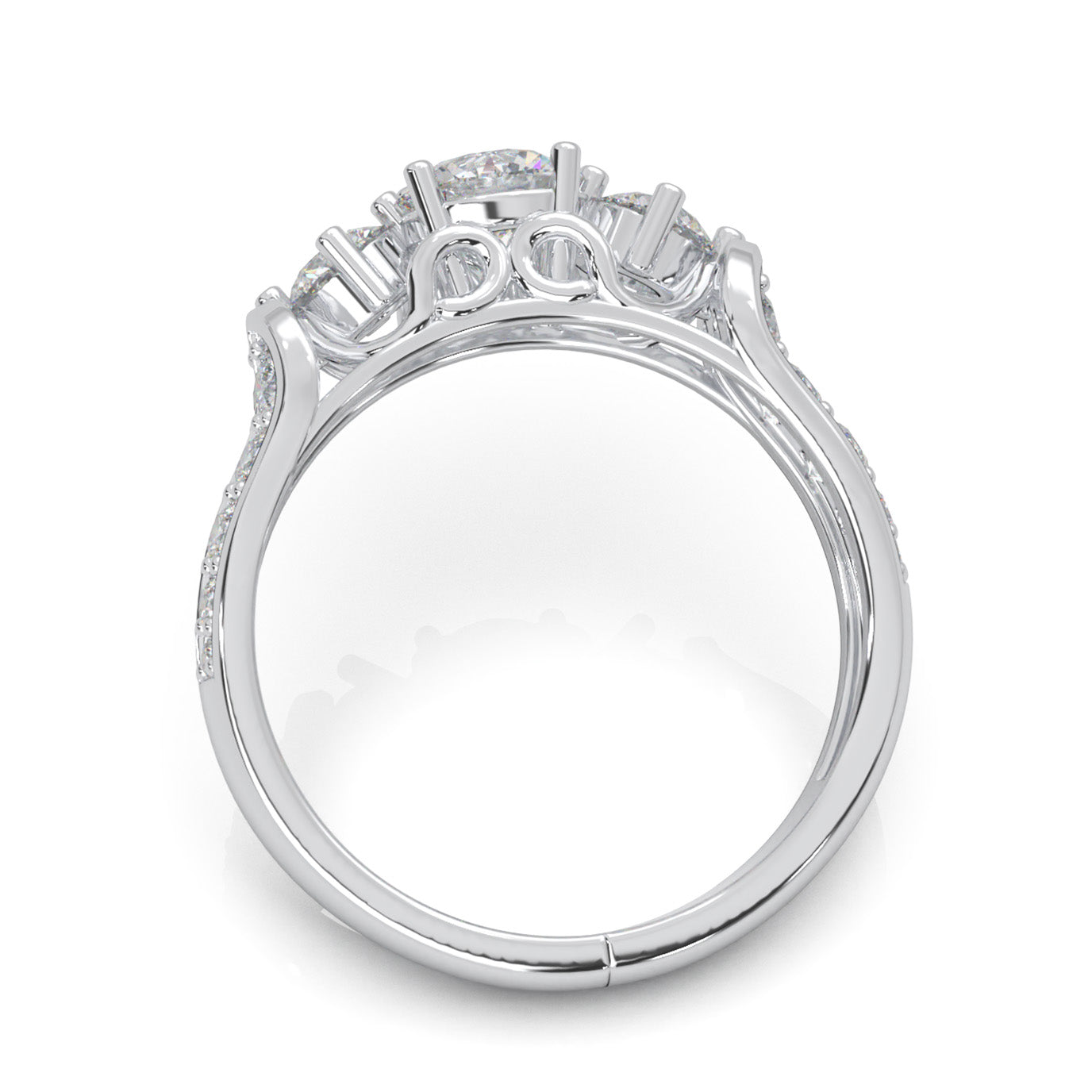 1.60 ct Moissanite 3Stone Rings in 14k White Gold