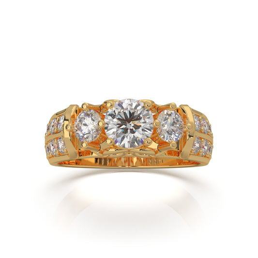 1.60 ct Natural Diamond 3Stone Rings in 10k Yellow Gold