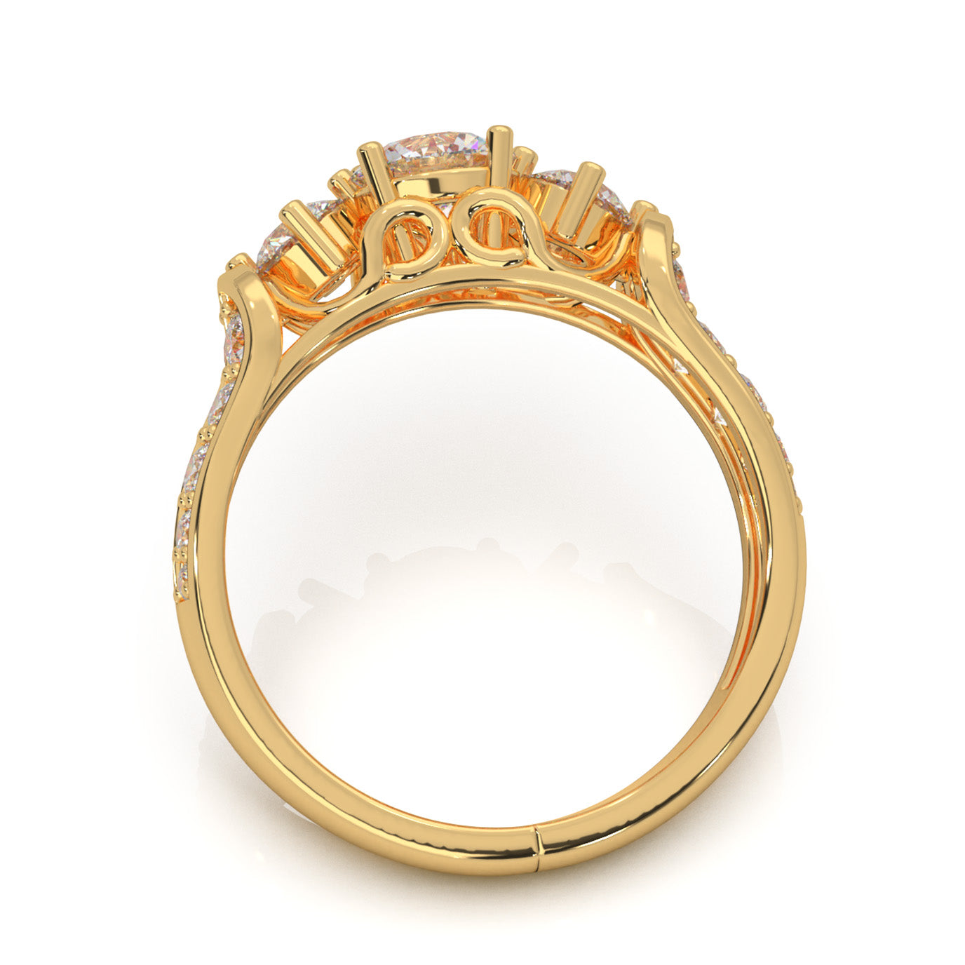 1.60 ct Natural Diamond 3Stone Rings in 14k Yellow Gold