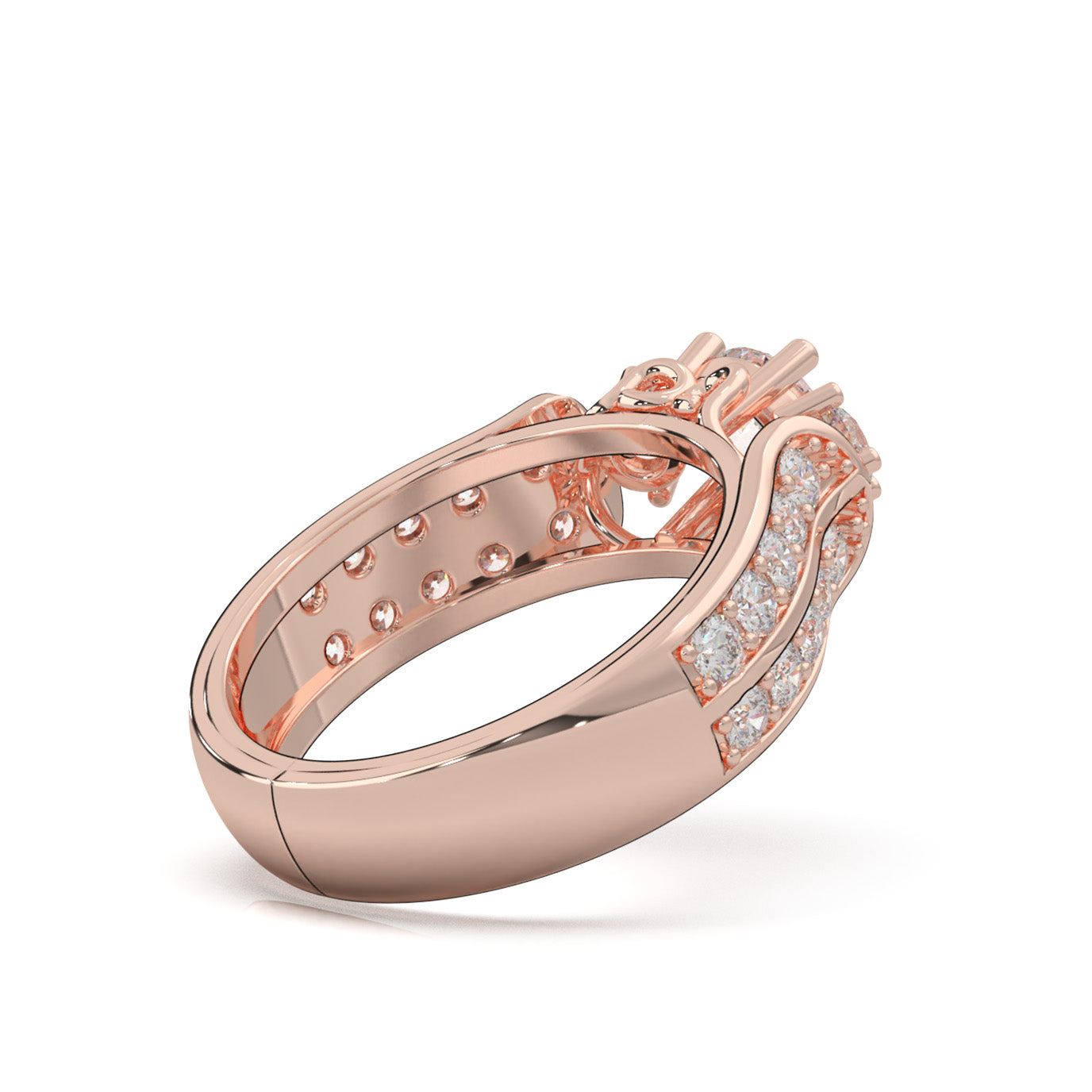 1.70 ct Moissanite 3Stone Rings in 14k Rose Gold