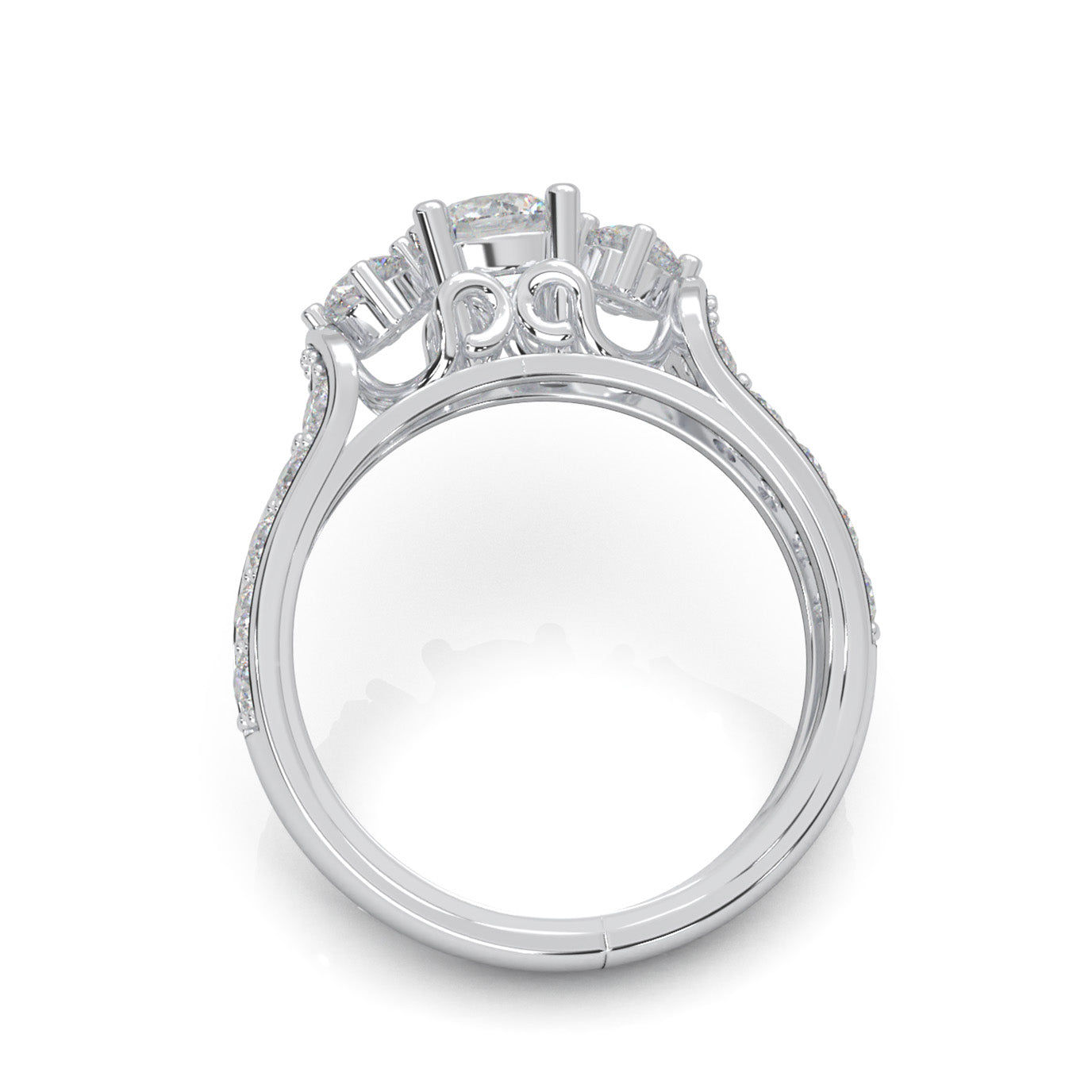 1.70 ct Natural Diamond 3Stone Rings in 14k White Gold