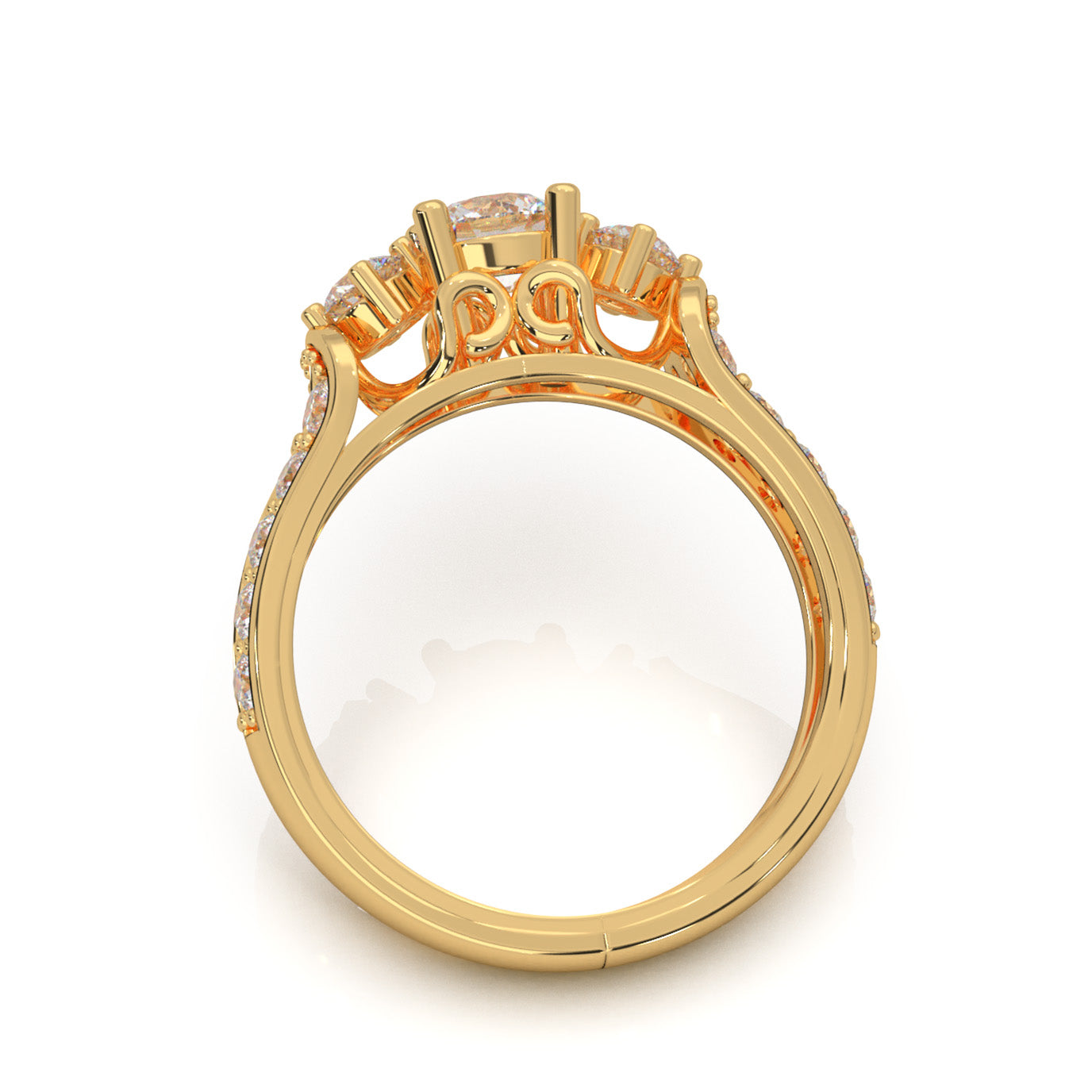 1.70 ct Lab Grown Diamond 3Stone Rings in 14k Yellow Gold