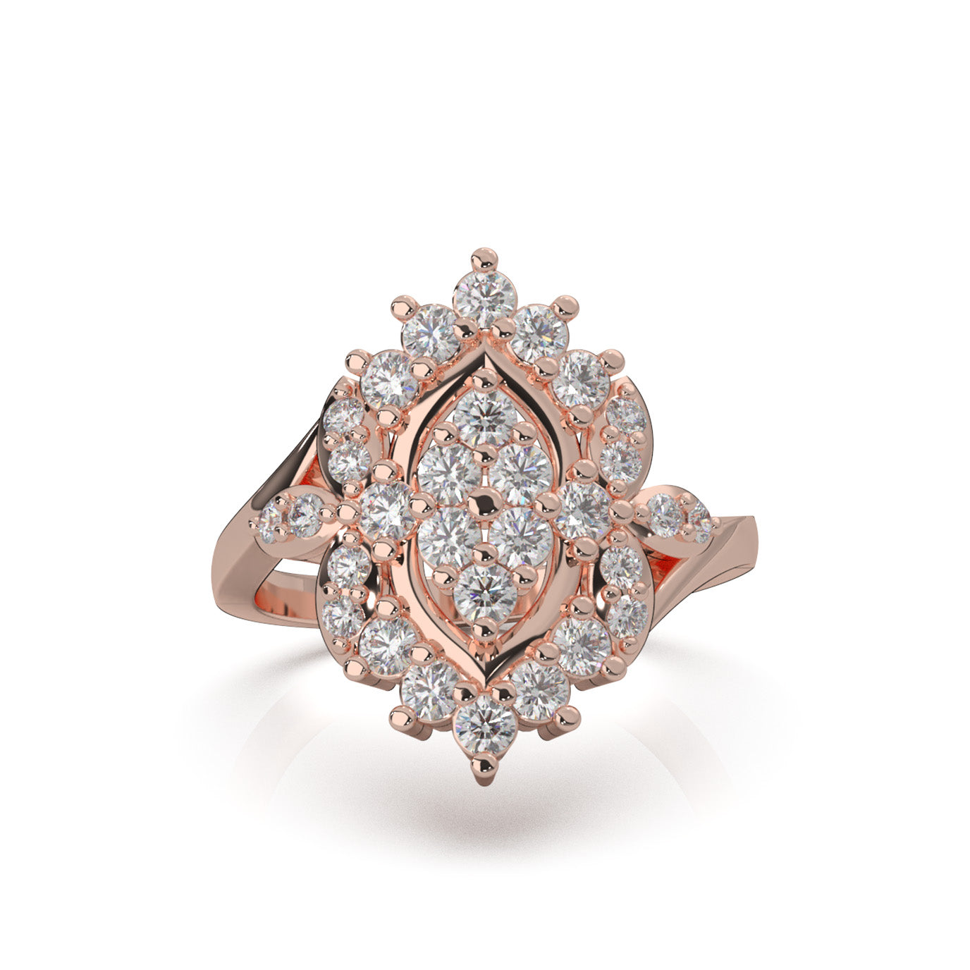 1.00 ct Moissanite Fancy Rings in 14k Rose Gold