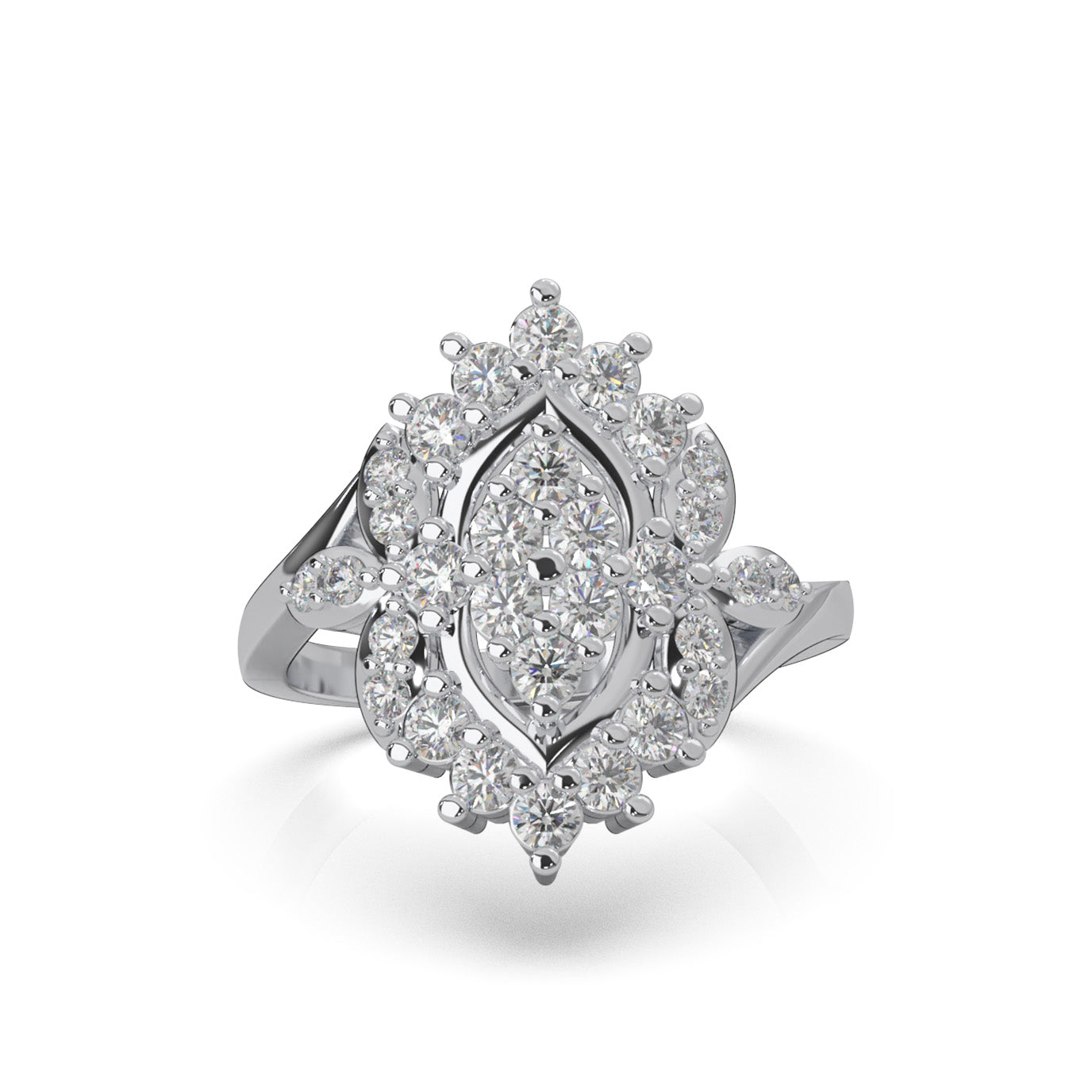 1.00 ct Moissanite Fancy Rings in 14k White Gold