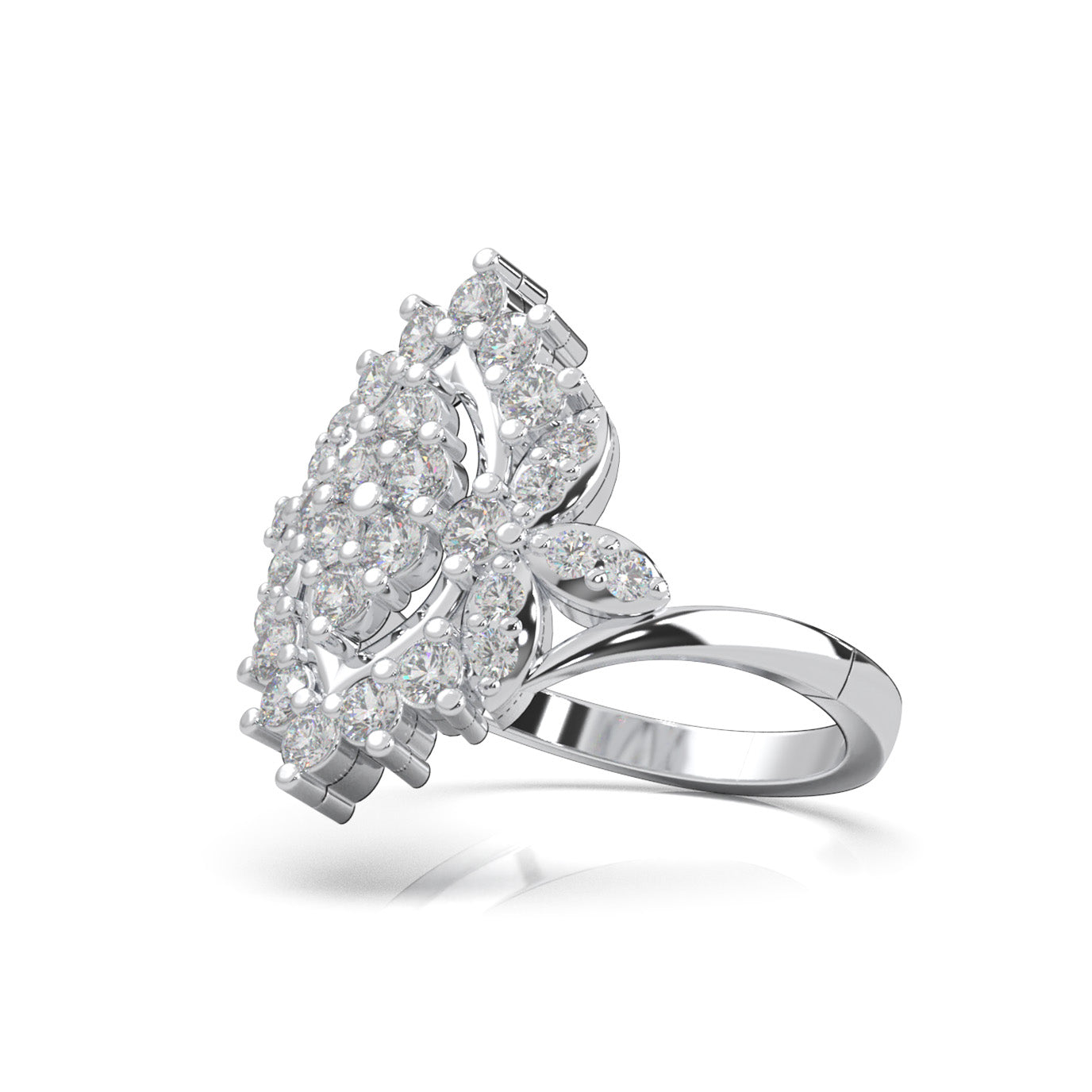 1.00 ct Moissanite Fancy Rings in 10k White Gold