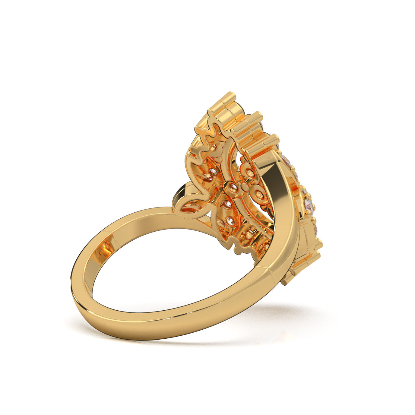 1.00 ct Moissanite Fancy Rings in 14k Yellow Gold