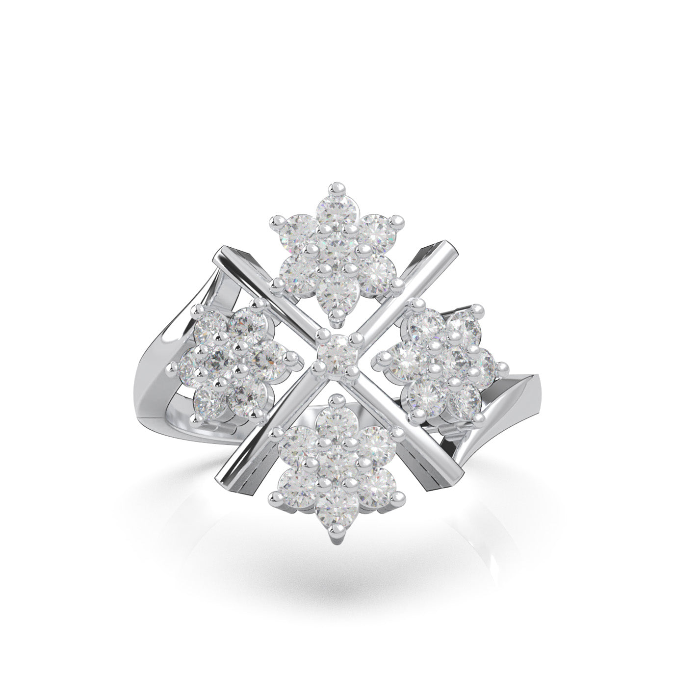 1.00 ct Natural Diamond Fancy Rings in 10k White Gold