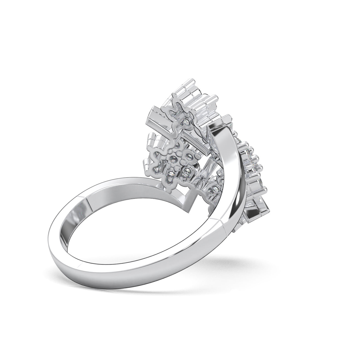 1.00 ct Natural Diamond Fancy Rings in 10k White Gold