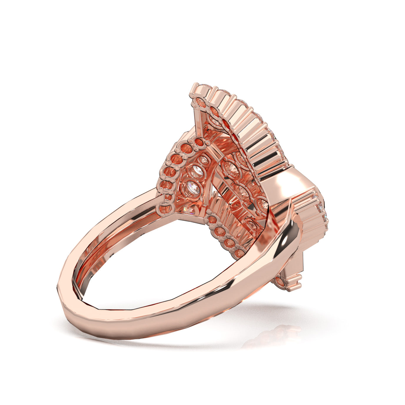 1.00 ct Moissanite Fancy Rings in 10k Rose Gold