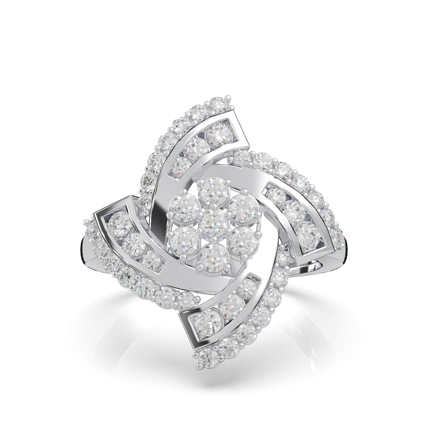 1.00 ct Moissanite Fancy Rings in 14k White Gold